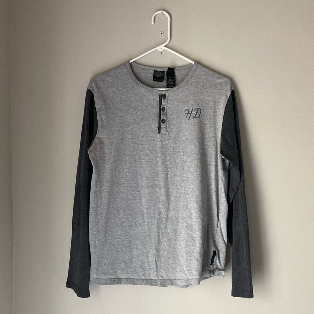 Henley style Harley Davidson long sleeve